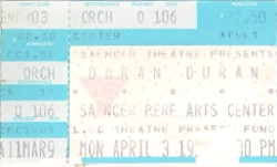 3 - saeger theatre ticket duran duran