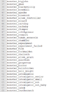 Dusk entities list, lines 36 through 68.