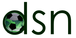 The DSN logo, which features the channel's name in lowercase green letters and the "d" encasing a green soccer ball superimposed on an image of the world.