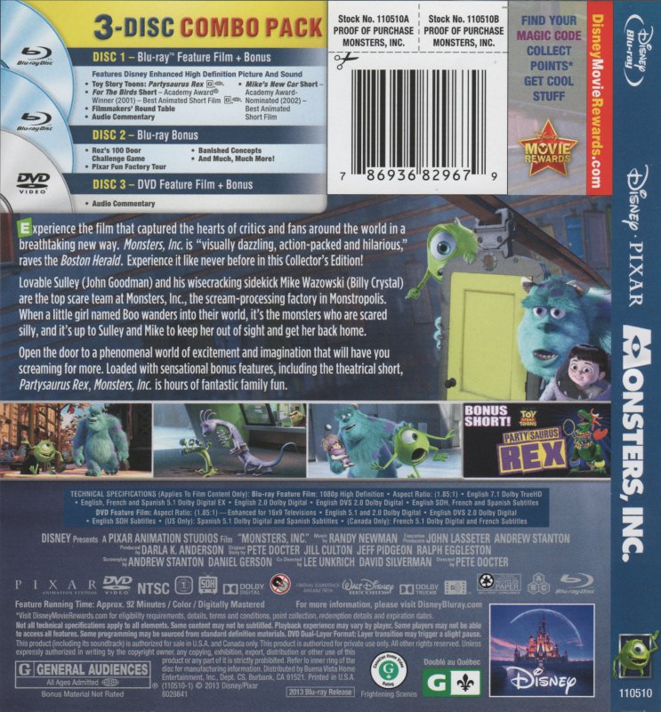 Monsters, Inc. (2013 Reissue) | DVD Database | Fandom