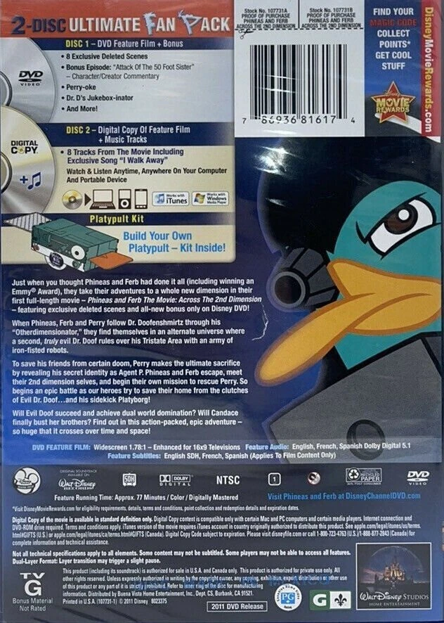 Phineas & Ferb: The Movie: Across the 2nd Dimension | DVD Database