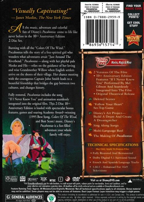 Pocahontas: 10th Anniversary Edition | DVD Database | Fandom