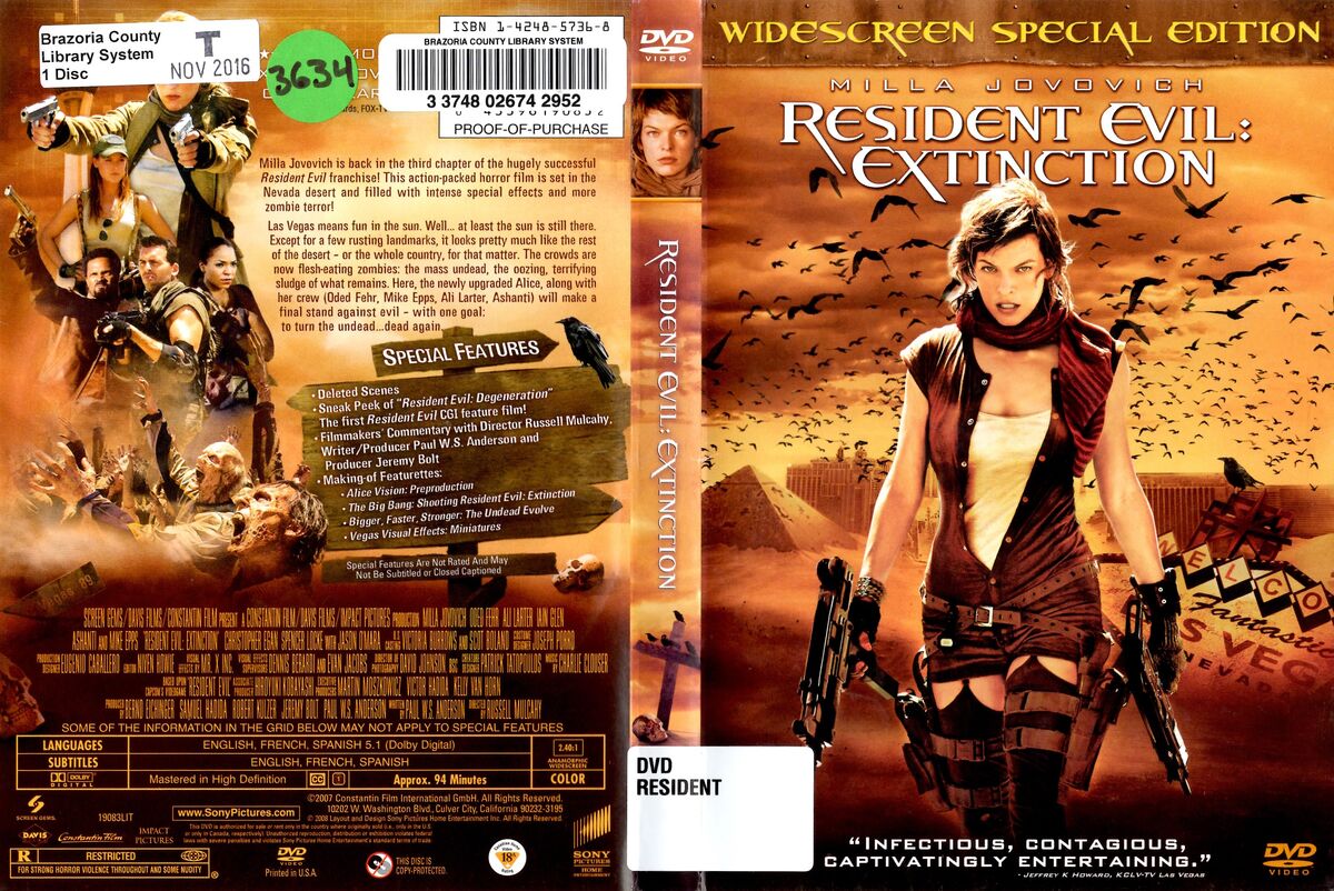 Resident Evil: Extinction | DVD Database | Fandom