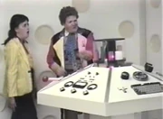 The  at the console.