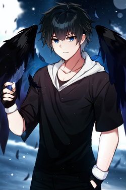 anime boy with demon wings