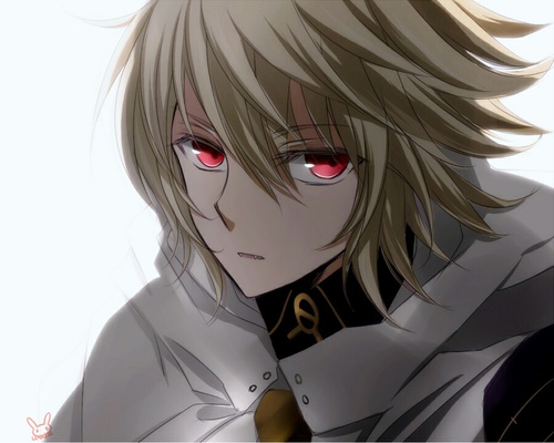 anime boy blonde hair red eyes