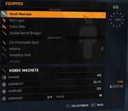 Korek Machete in inventory.