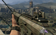 Crane holding the Camo Police Rifle in-game.