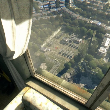 Das Beta-Modell des Elektrizitätswerks vom Turm aus gesehen