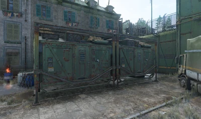 A VSF MMS Metal Building which can be quickly assembled and disassembled for ease of transport. Often used as either storage spaces, barracks, radio communication posts as well as entrances to certain buildings.