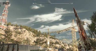 Ein Blick auf die Baustelle und den Funkmast