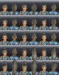 Available female hair parts, styles 31 through 45