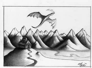 Góry beorskie saphira paolini.jpg (253 KB) Saphira przelatująca nad Beorami na szkicu Christophera Paoliniego