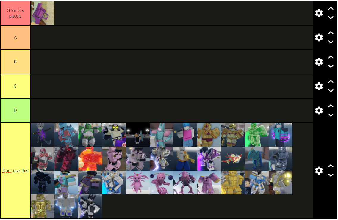 My Stand Tier List