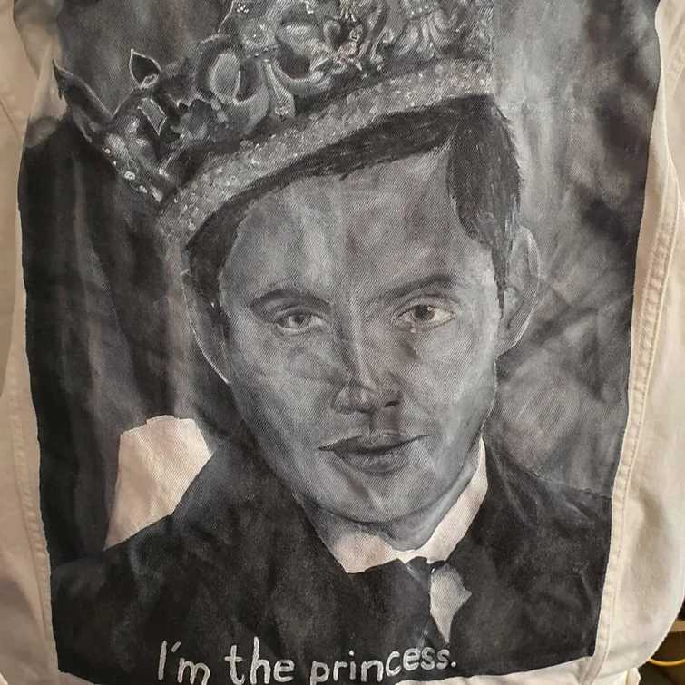 Selbst bemalte Jeans jacke, Dean.