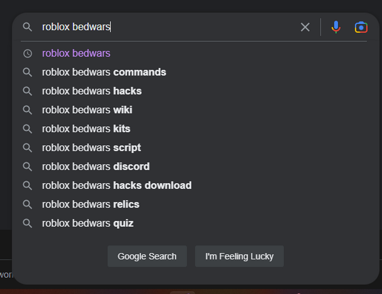 What Roblox bedwars players search