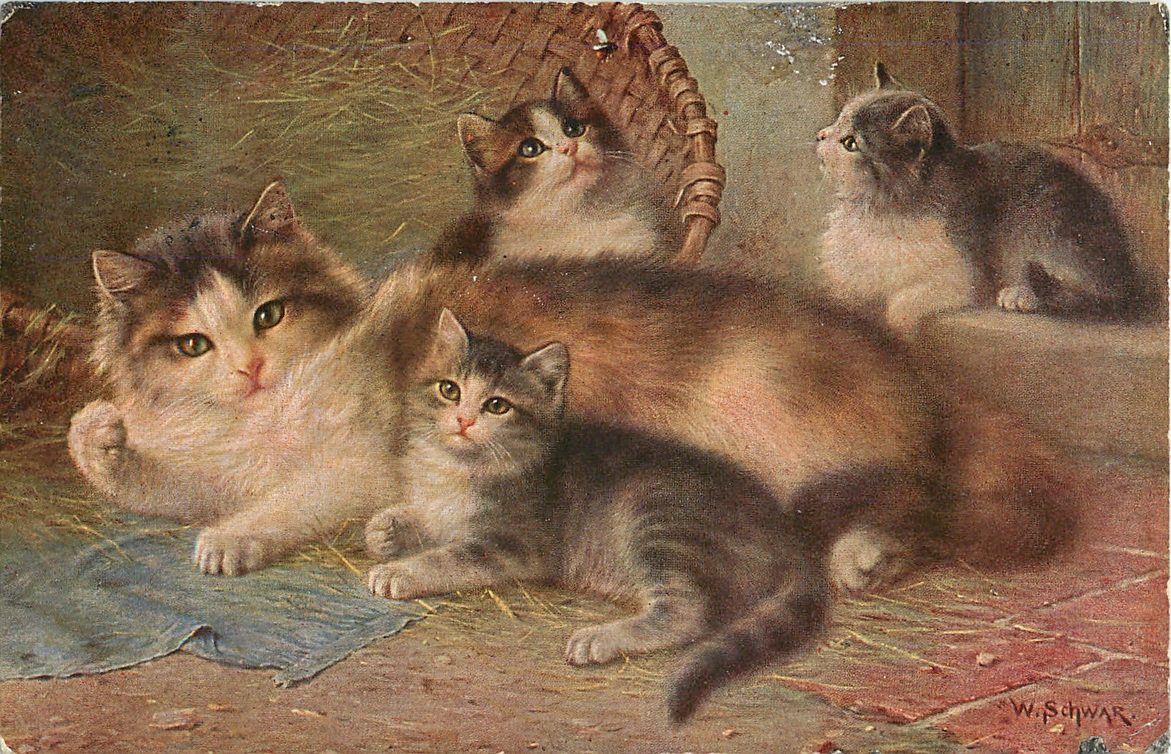 Рассказ по картине кошка с котятами. Кошка и котенок для детей. Картина кошка с котятами. Три кошки картина.