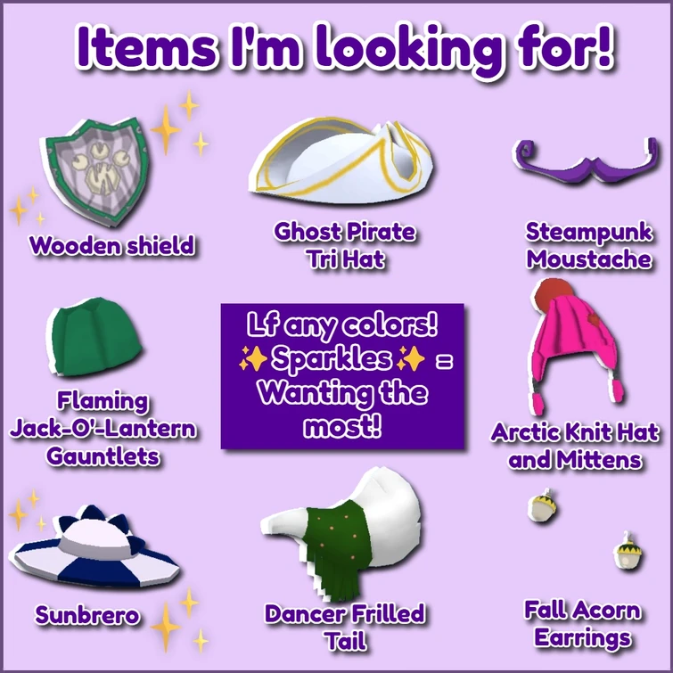 TRADING/BUYING SPECIFIC PARTY ITEMS!! (+ I made a cute little chart I