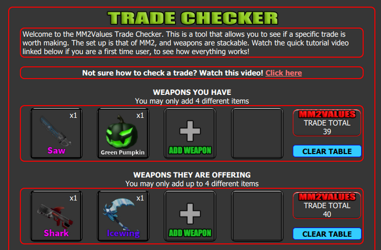hello someone trades me ice wing and laser(45)For my saw and pump(green  value:46)pls i really want!!