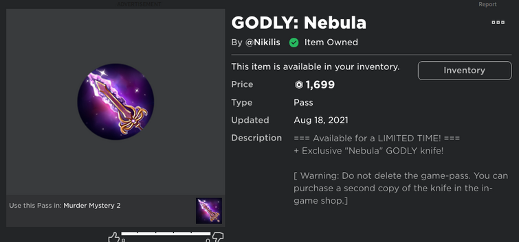 Nebula Gamepass Review! Roblox Murder Mystery 2 