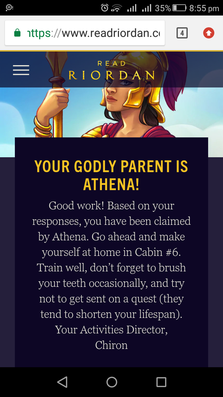 Read Riordan S Official Godly Parent Quiz Fandom