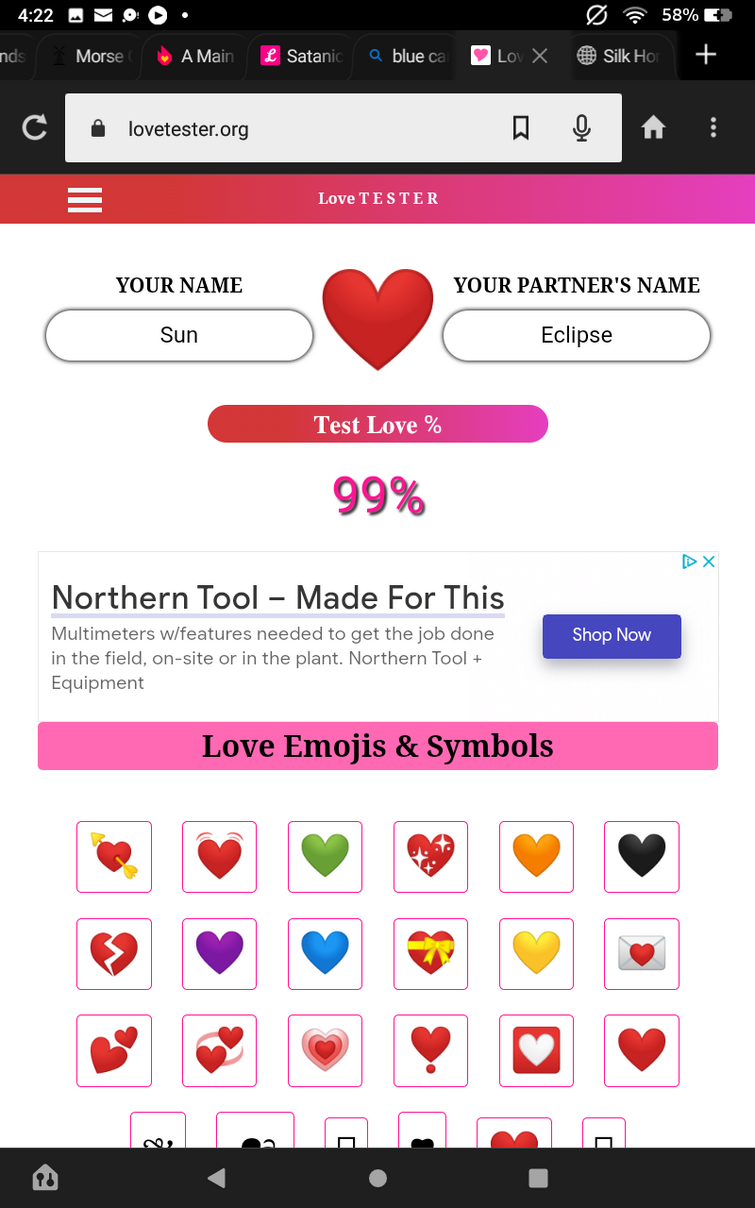 I did a Love Name Test on Monty and Earth, they both are a match