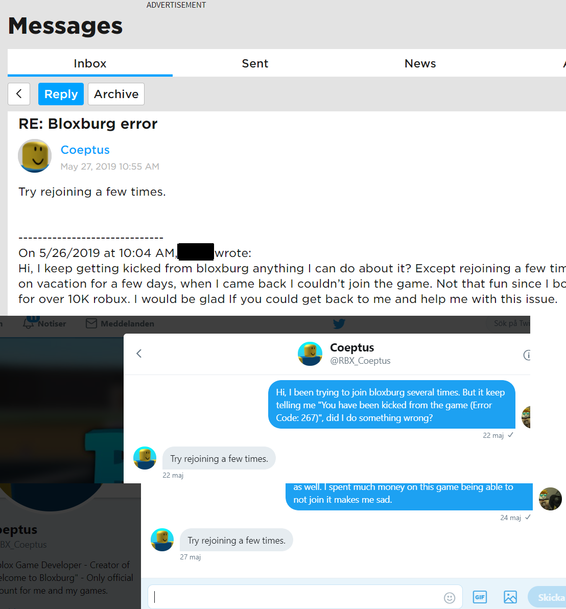 Coeptus Doesnt Care About His Players I Get Kicked For No Reason Ingame And He Refuses To Help Me Fandom - can you get kicked from a game forever roblox