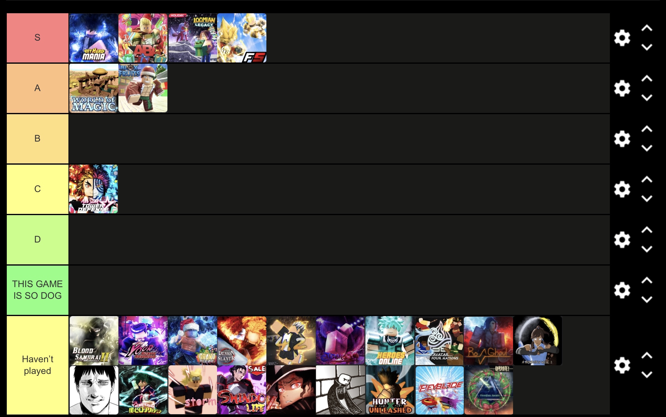 TIER LIST LENDÁRIOS DO ANIME MANIA 