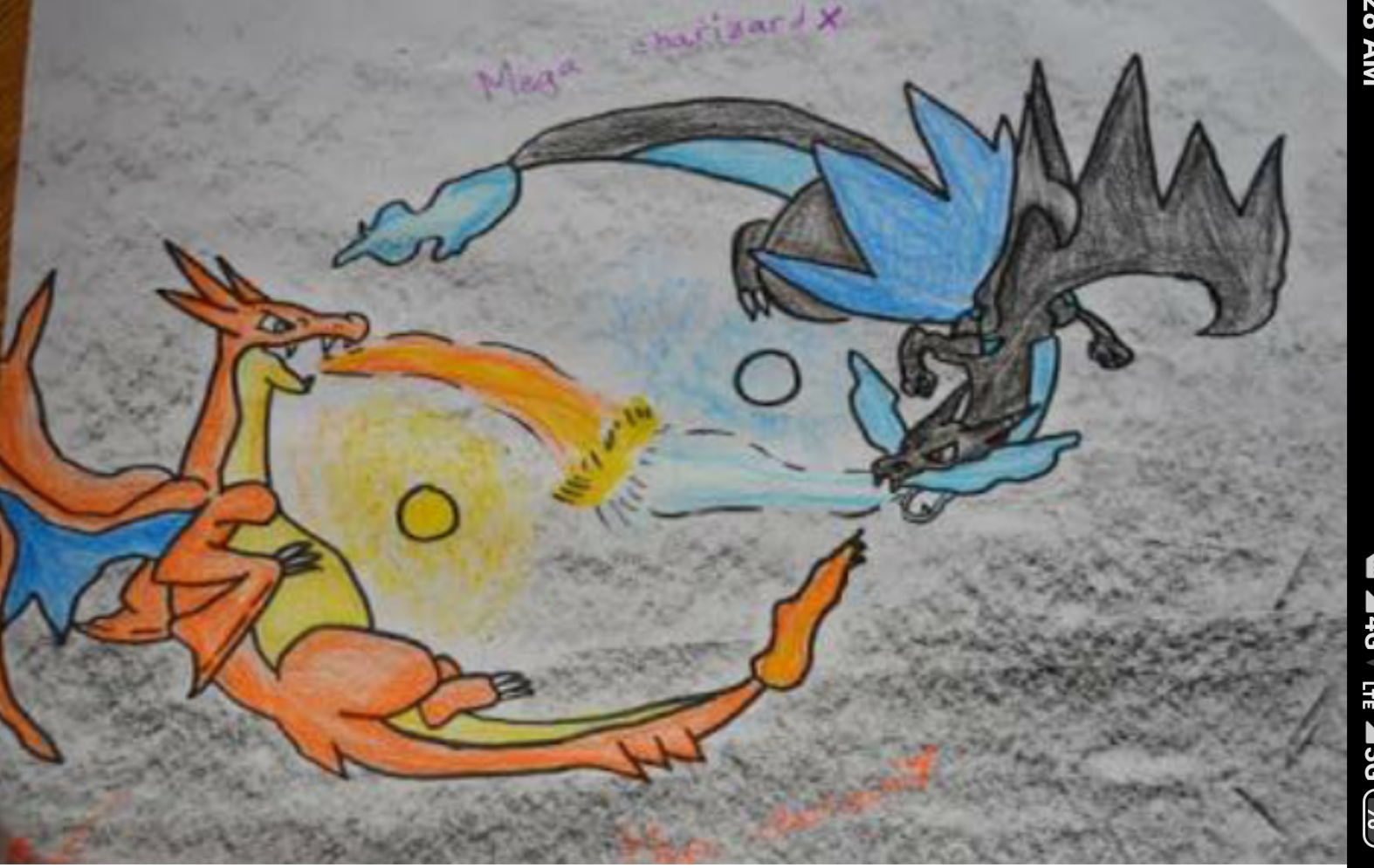 mega charizard x drawing