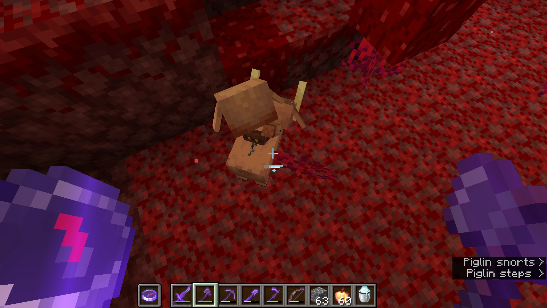 Found a hoglin jockey in survival mode! (I went to creative mode so it ...