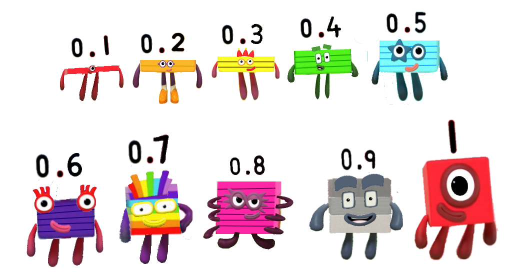 Numberblocks One Tenth to One in happy poses | Fandom