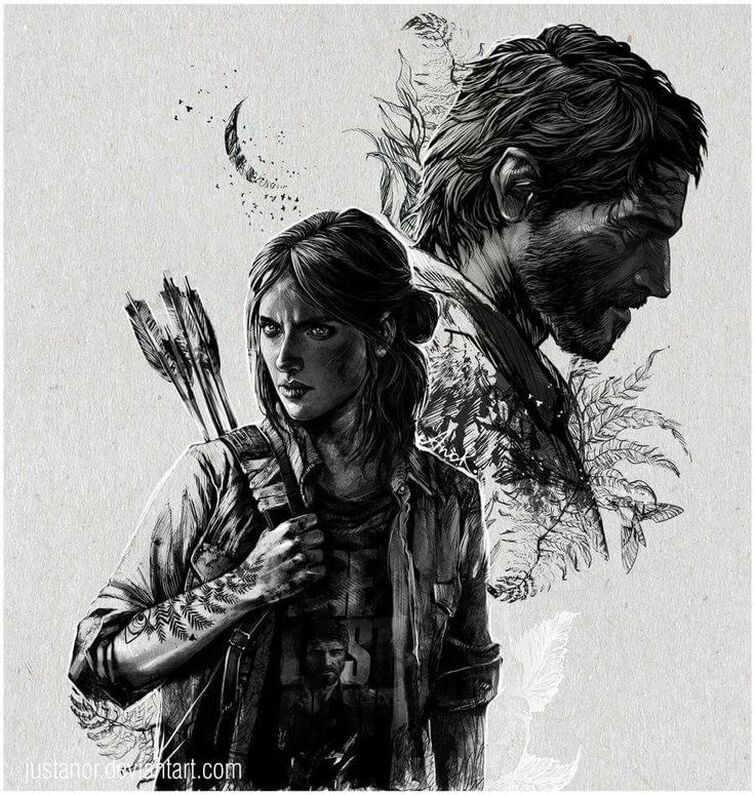 A painting of ellie from the last of us part 2, in the style of a