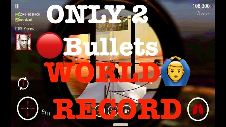 Hitman sniper: Score 3,30,000 in 2 bullets 🔴world record🤯 and kill Vincent REAL