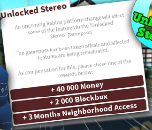 The Bloxburg Times on X: Refunds to the Unlocked Stereo Gamepass