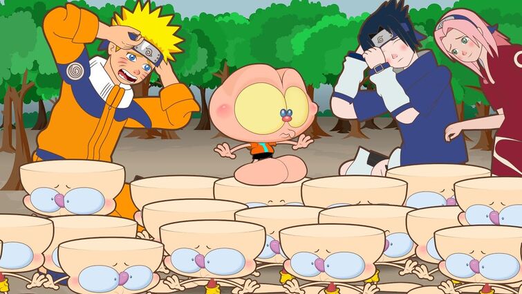 Mongo e Drongo com Naruto COMPLETO, com Naruto Sasuke e Sakura em