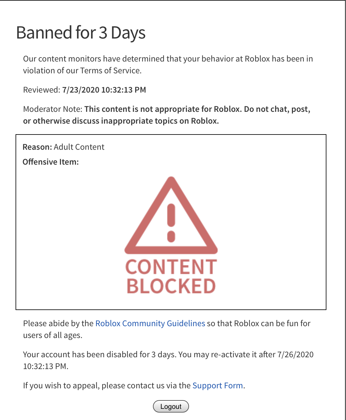 I Got My Roblox Account Banned Fandom - roblox banned me for a funny reason youtube