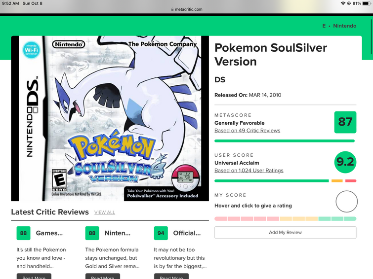 Pokemon HeartGold Version - Metacritic