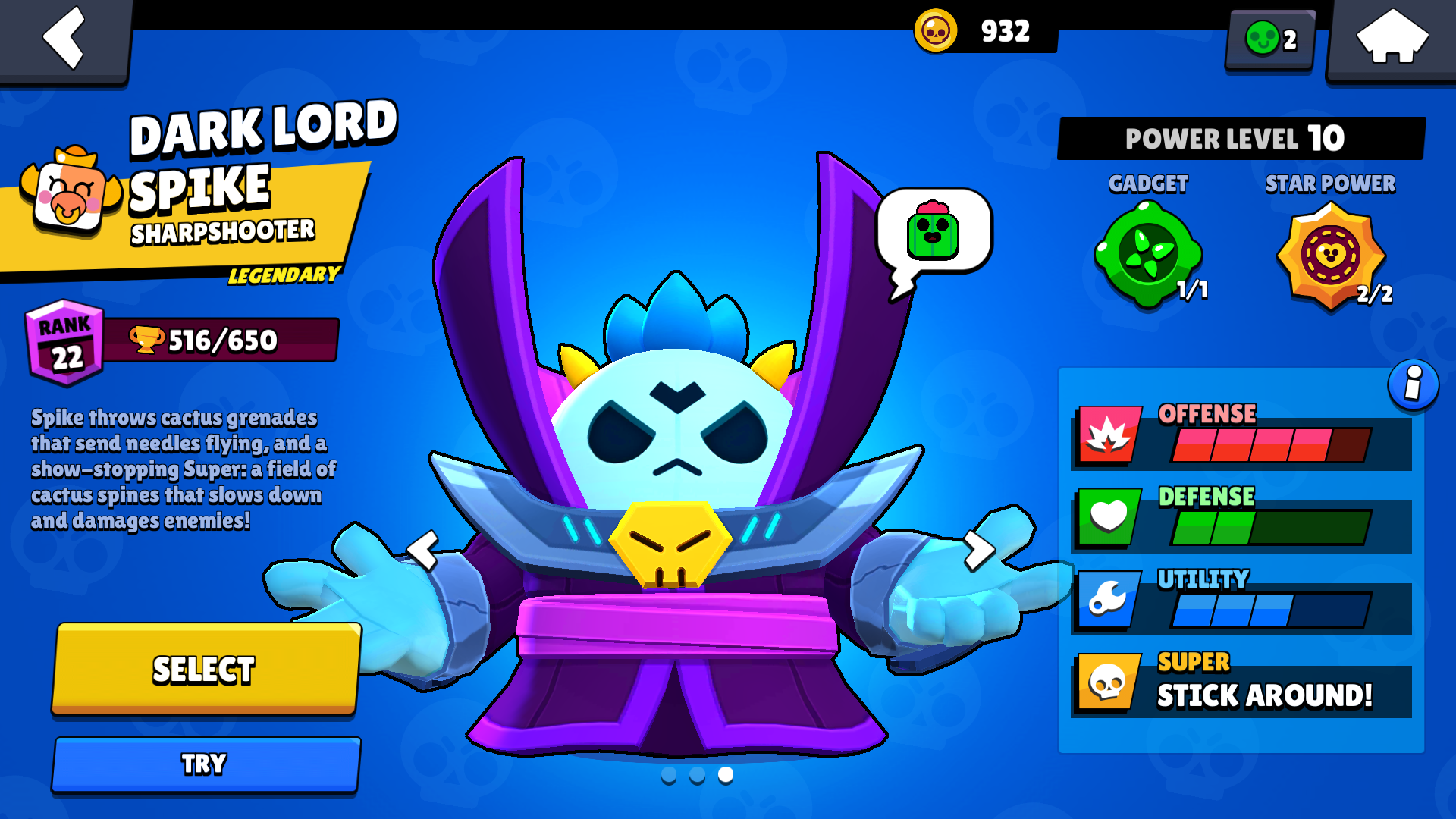 Brawl Stars - (Evil Dark Lord Spike silent noises) 👾🌵💬