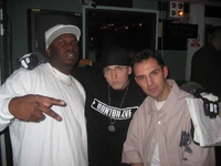 Stat Quo pictured with Eminem and Tim Westwood