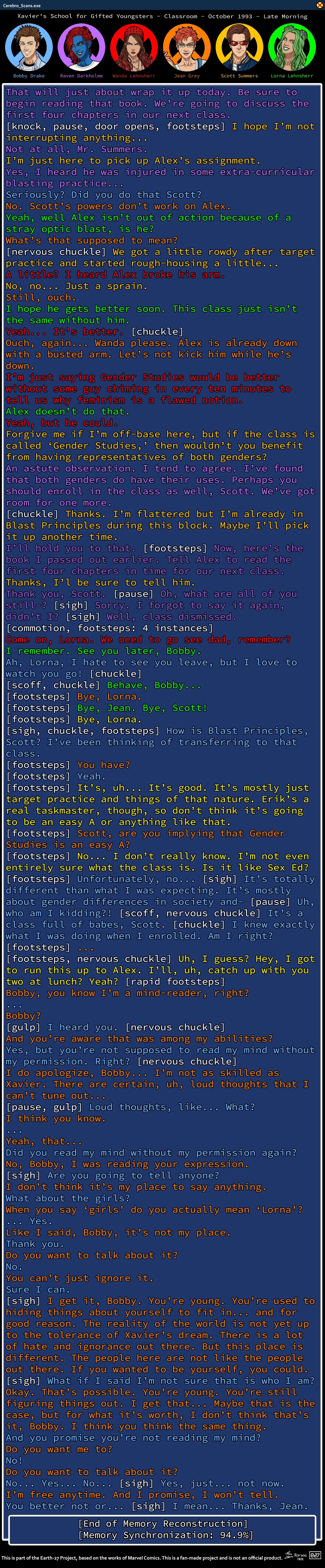 Maybe I ll Come Down Maybe I Won t Cerebro Scans: Brainfreeze | Earth-27 Wiki | Fandom