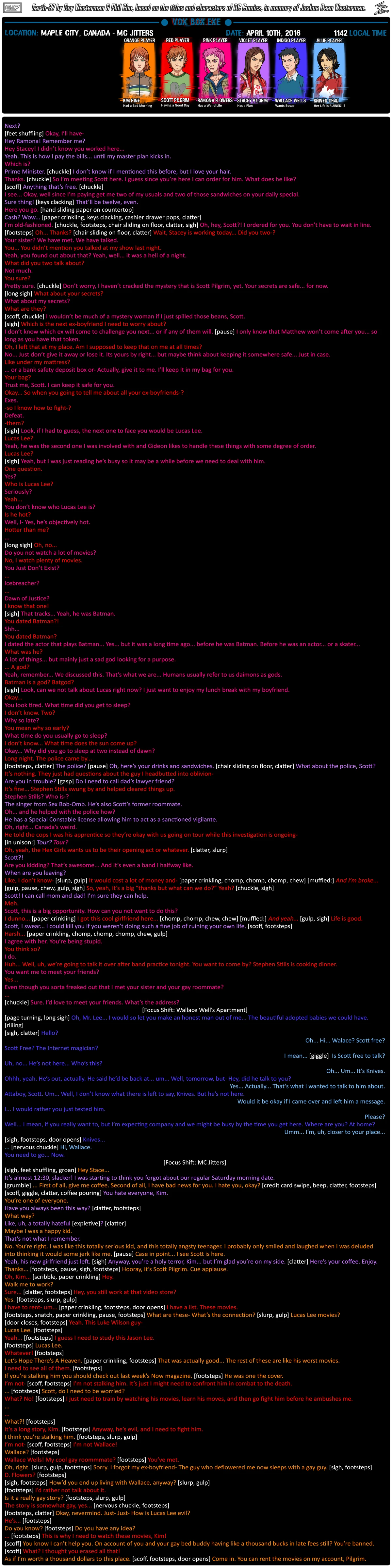 Vox Box Scott Pilgrim Vs The Women In His Life Earth 27 Wiki Fandom