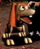 A render of Boney's model in EarthBound 64. You can see a patch of light fur on one side of his face.