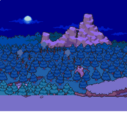 The Sunshine Forest during the opening of the forest fire cutscene.
