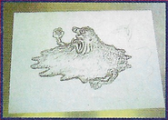 Concept art of an early design of Master Belch with arms.