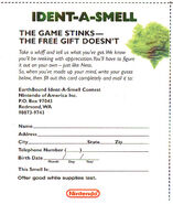 The application card for the "Ident-A-Smell" contest, which included a space for applicants to write their guess for the mystery smell.