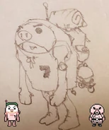 Concept art of an early design of the Pigmask by Nobuhiro Imagawa.