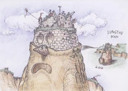 An early concept of Dungeon Man, with a castle on his head