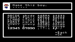 Naming Menu of Mother 1 + 2