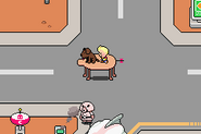Lucas with and Boney, riding on the Mr. Saturn Coffee Table.