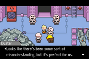 Lucas wearing an outfit given to him by the Pigmask army.